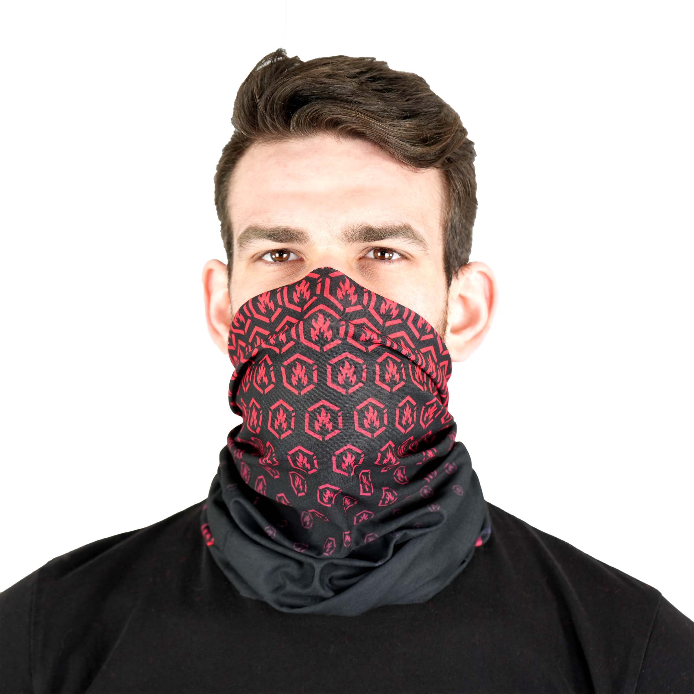 Litt Industries red hex neck gaiter for off roading keeps dust out of your nose and mouth