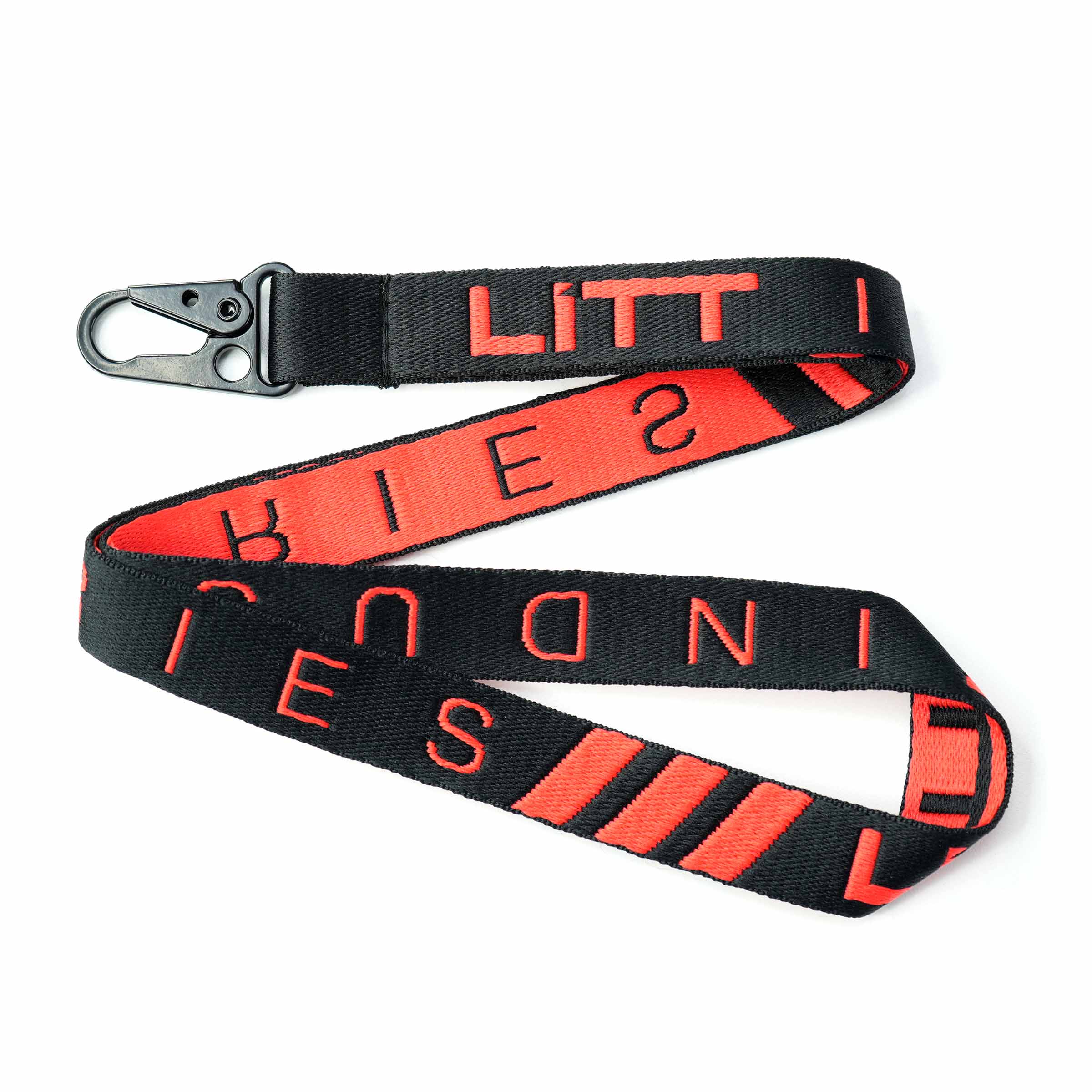 Litt Industries high quality heavy duty durable lanyards red yellow or white metal clip for extra security the best lanyards on the market red racing stripes