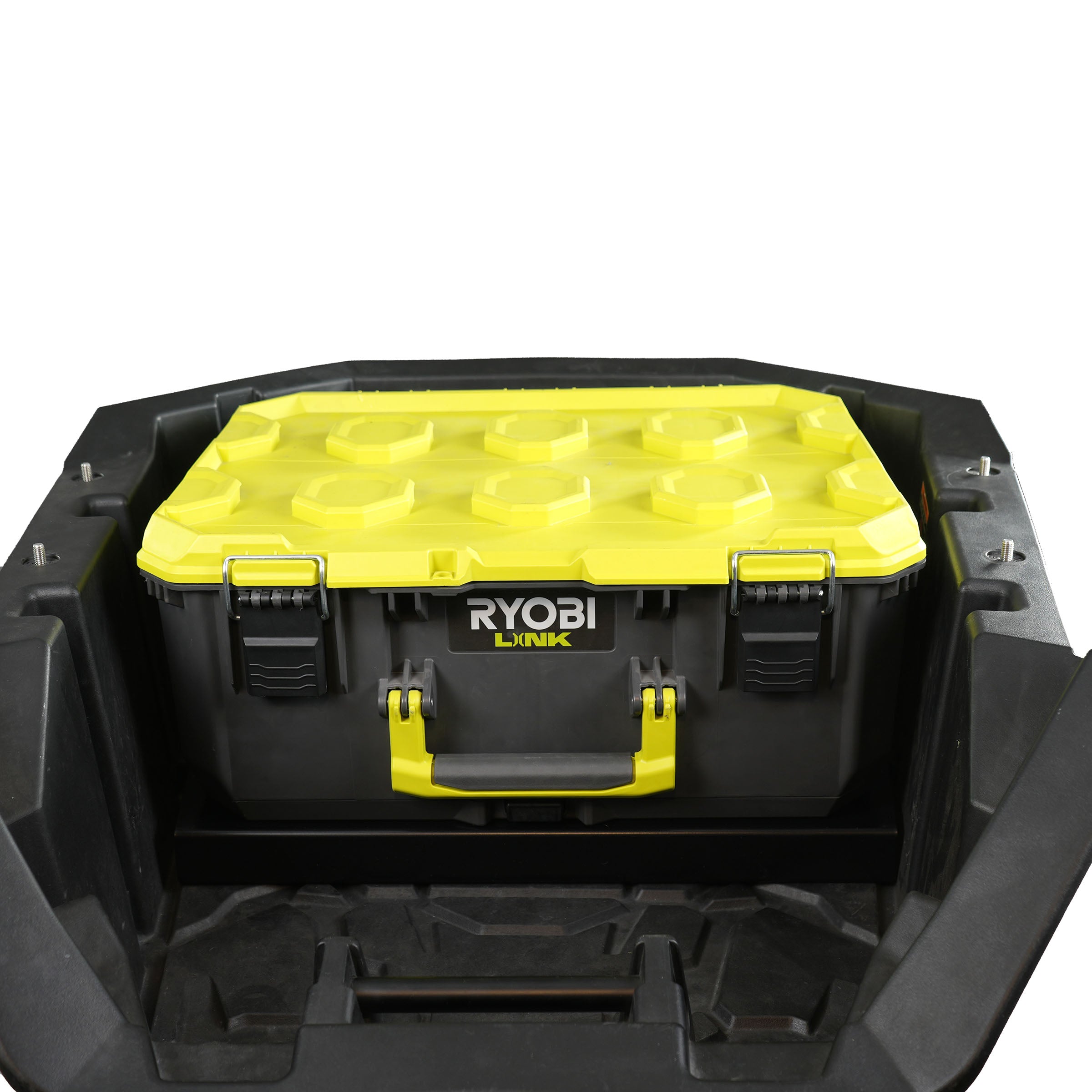 Litt Industries heavy duty ryobi packout mount for polaris rzr pro xp the best toolbox mount on the market image with toolbox mounted
